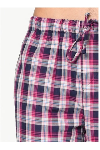 Herrmen Çift Taraflı Büyük Kareli Pembe Beyaz Pijama Pantolon