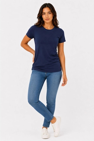 Wear Vexel Kadın Basic Tişört Bisiklet Yaka Kısa Kol Günlük Yazlık Slim Fit T-shirt - Lacivert Lacivert
