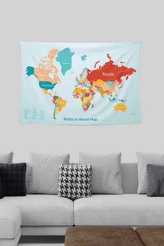 Duvar Örtüsü Dünya Haritası World Map Dekoratif Duvar Örtüsü