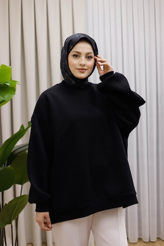 Moonsc Oversize Sweat 3 İplik Şardonlu Siyah
