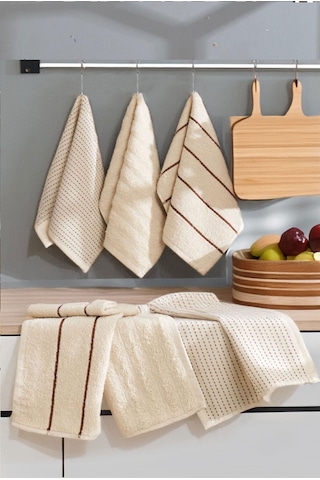 6 Lı El Yüz Mutfak Havlusu Seti Sophia 30 X 50 Cm Bej