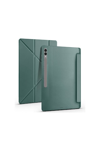 Galaxy Uyumlu Tab S9 Ultra Kılıf Frm Tri Folding Kalem Bölmeli Standlı Kılıf-siyah Arka Kapak