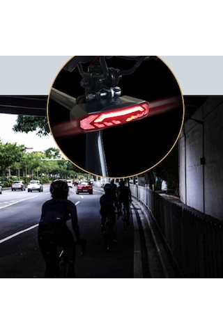 5 İn 1 Bisiklet Arka Lambası Dönüş Sinyalleri İle Mtb Bisiklet Hırsızlık Alarmı Led Arka Işık Modu Dğ. Bisikletçi Ekipm. 57199648 Siyah