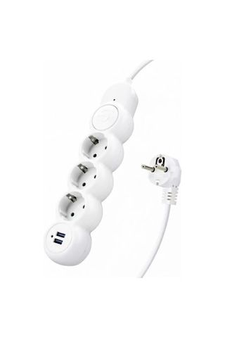 Akım Termal Çocuk Korumalı 2x Usb Girişli 3lü Priz 2 Metre Kablo 2500w Açma Kapama Tuşlu Diğer
