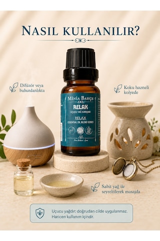 Minia Bahçe Relax Uçucu Yağ Karışımı Lavanta Paçuli Adaçayı Limon ve Itır Yağlı Aromaterapi Karışımı 10 ML
