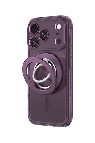 Apple iPhone Uyumlu 18 Pro Max Kılıf M-safe Özellikli Yüzük Standlı Amazingthing Titan Pro Grip Ring Serisi Mor