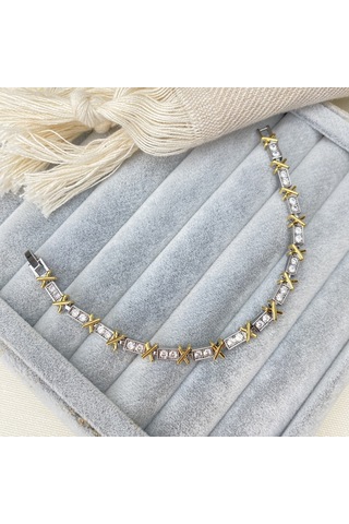 Xoxo Bileklik Yüksek Kalite 316 L Paslanmaz Çelik Silver-Gold 18 CM Çok Renkli