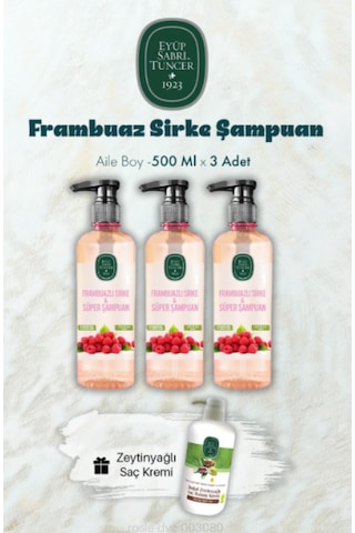 Frambuaz Sirke Şampuan 500 Ml X 3 Ve Saç Kremi Hediyeli Tüm Saçlar