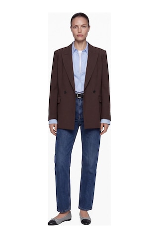 Nauvè Kruvaze Oversize Vatkalı Blazer Ceket Kahverengi