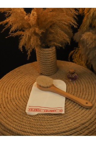 Şık Kalıp Doğal At Kılı Saplı Fırça + Kelebek Kese