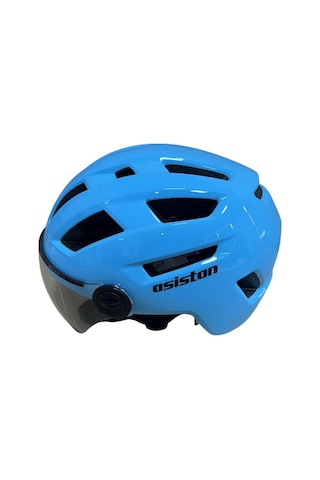 Asistan Bisiklet Kask Ks-28 Koruyucu Gözlüklü Bisiklet Motosiklet Kaskı Medium Beden Buz Mavi Renk