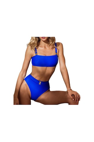 2 Adet/takım Şık Mayo Yastıklı Slim Fit Yaz Askı Tasarım Bikini Seti Hawaii İçin Kraliyet Mavisi