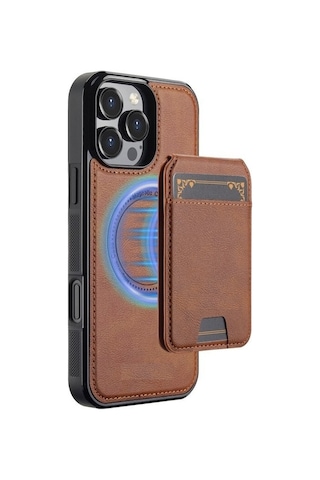 Teleplus Apple Uyumlu iPhone 15 Pro Max Kılıf Capella L3 Serisi Mıknatıslı Kartlıklı 2-1 Kapak