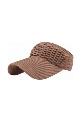 Aresshop Güneş Koruyucu Plaj Örgü Desenli Vizör Şapka Camel