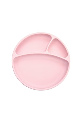OiOi Porsiyon Vakum Tabanlı Silikon Tabak Pinky Pink Pembe