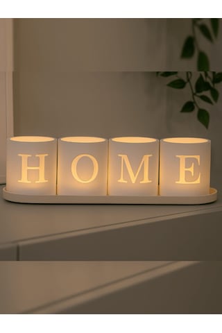 Home Yazılı Led Mumluk Seti 4 Parça Dekoratif Tealight Mumluk