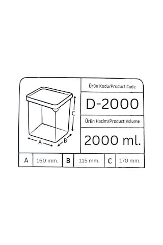 Offbox Dikdörtgen Bakliyat Baharat Gıda Saklama Kabı - 2 Lt. - 12 Adet Antrasit Şeffaf