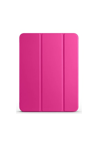 Apple Uyumlu iPad Pro 11 2025 M5 Mkst Smart Cover Kalem Bölmeli Standlı 1-1 Kılıf - Pembe Koyu Tablet Kılıfı