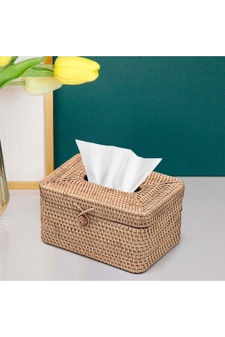 Pazly Yüz Tutucu Suntek Rattan Mendil Kutusu Kapağı Halat Tokalı Ev Aksesuarı Diğer