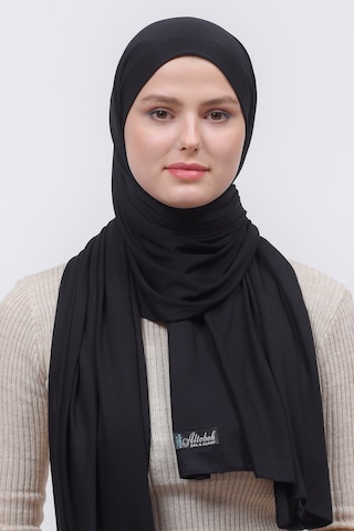 Altobeh Tesettür Kadın Düz Renk Penye Şal Hijab - Siyah