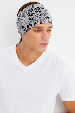 Erkek Pamuklu Penye, Kaymaz, Ultra Hafif, Spor Geniş Saç Bandı Bandana Buff - Tek Ebat / Gri Gri