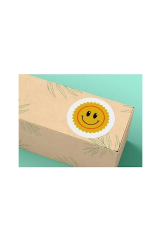 Gülücük Etiketi Yuvarlak Mat Çıkartma Round Smile Sticker 4 Cm 40 Adet Çok Renkli