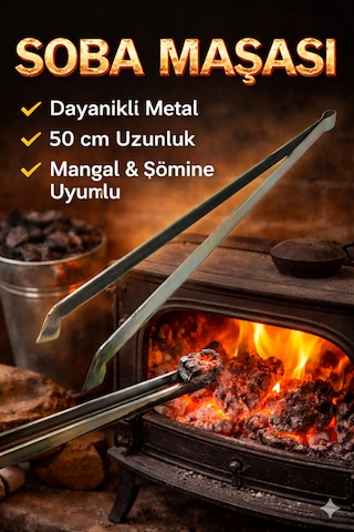50 Cm Metal Soba Maşası Dayanıklı Ateş & Kömür Tutma Maşası