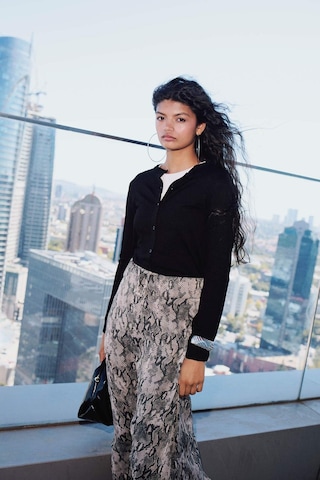 Defacto Regular Fit Desenli Astarlı Şifon Midi Etek G0194ax25aubk81 Siyah