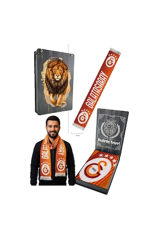 Galatasaray Lisanslı 5 Yıldız Kırmızı Şal Atkı Uv Kutu Kırmızı - Sarı