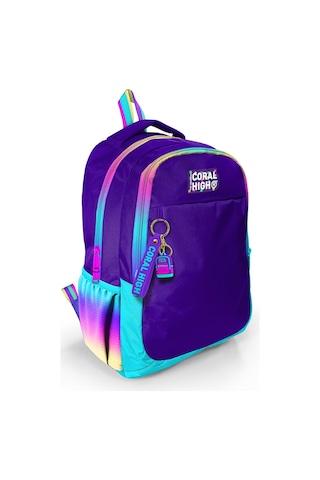 Coral High Kids Rainbow Fermuarlı Mor Üç Bölmeli Okul Sırt Çantası 23662