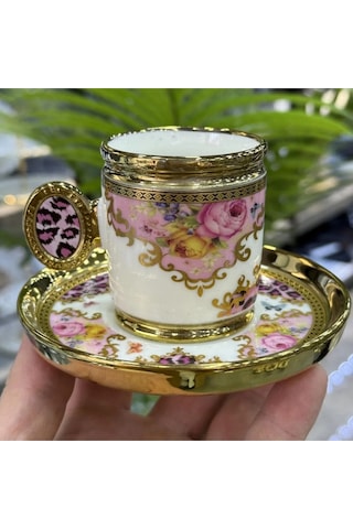 Caviar 6 Lı Porselen Türk Kahvesi Fincanı Pink Çok Renkli