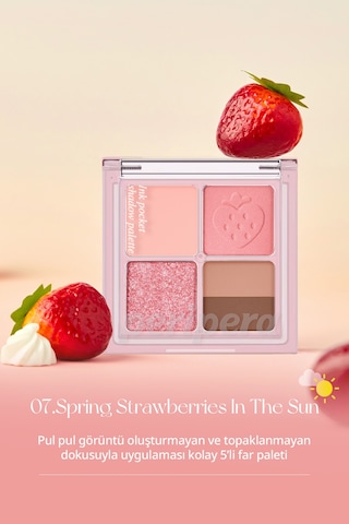 Mat, Parıltılı Tonlarda 5'li Far Paleti Perıpera Ink Pocket Shadow Palette 07 Spring Strawberries 87459476