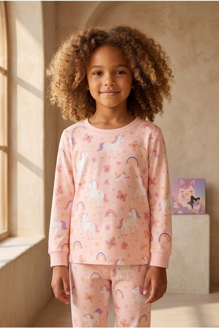 Katia&bony Kız Çocuk Unicorn Desenli Kutulu Pijama Takımı Pembe