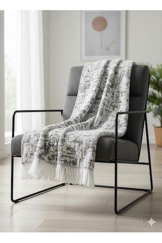 Cyl Çift Kişilik Şönil Battaniye Antrasit Diğer