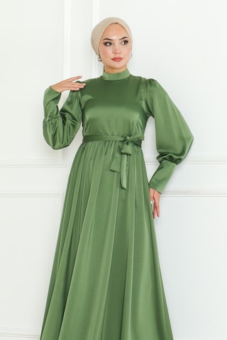 Kuşaklı Saten Abiye 1136 - Haki