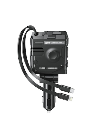 104w Dahili Type-c Ve Lightning Kablolu Usb-a & Usb-c Çıkışlı Dijital Göstergeli Araç İçi Şarj Aleti