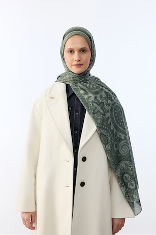 Mirsoy Scarf Mirayze Etnik Desen Şal Zeytin Yeşil