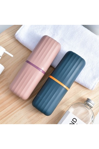 Sones Simple Home Seyahat Ağız Gargarası Bardak Diş Macunu Saklama Kutusu Diş Seti Koyu Mavi