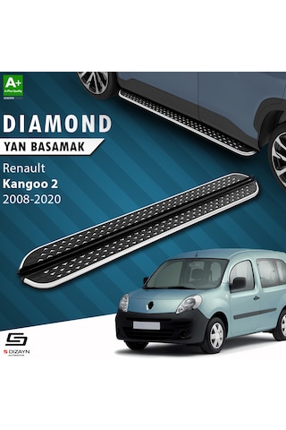 S-dizayn Renault Kangoo 2 Uzun Şase Diamond Krom Yan Basamak 223 Cm 2008-2020 A+ Kalite