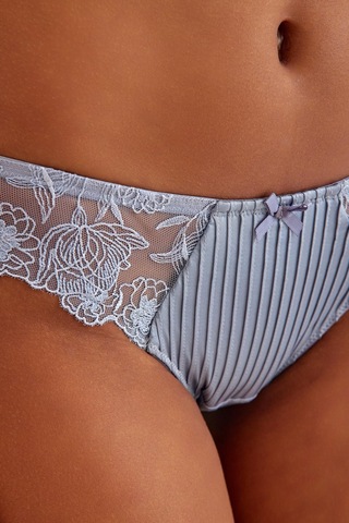 Paris Gri Mavi Dantelli Slip Külot Mavi