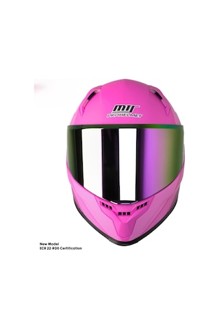Motoanl Motosiklet Güneş Vizörlü Fiber Furchsia Lady Full Face Kapalı Kask Pembe
