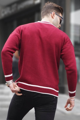 Madmext Bordo Erkek Triko Hırka 6314 Bordo