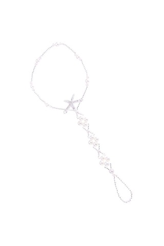 Suntek Beyaz Plastik İnci Denizyıldızı Elastik Halhal Boho Beyaz