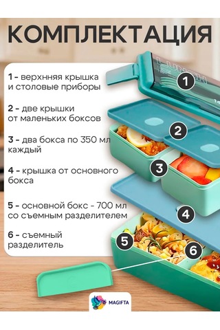 Magifta Bölmeli Ve Çatal-bıçak Takımlı Öğle Yemeği Kutusu 164137253 Yeşil