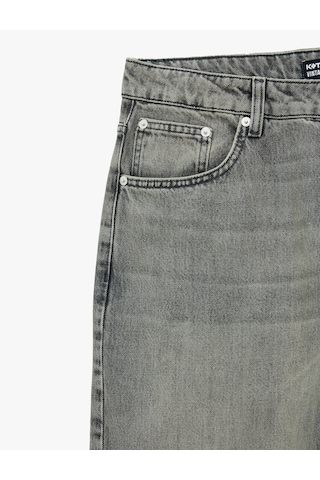 Koton Normal Bel Cepli Pamuklu Vintage Straight Fit Jean Pantolon Gri 6sam40327nd