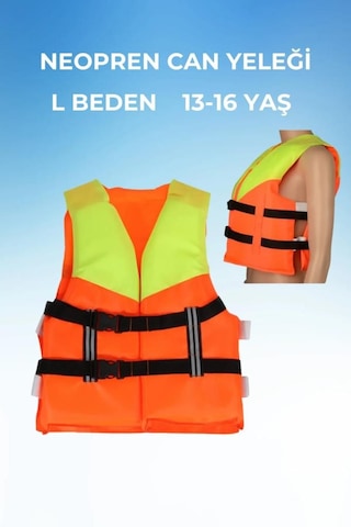 L Beden 10-15 Yaş, Neopren Sünger Yüzme Can Yeleği, Havuz Deniz Aksesuarları Turuncu