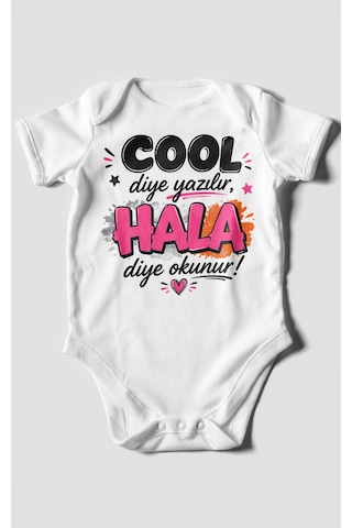 Morivokids Cool Diye Yazılır Hala Diye Okunur Kısa Kollu Bebek Body %100 Pamuk Beyaz