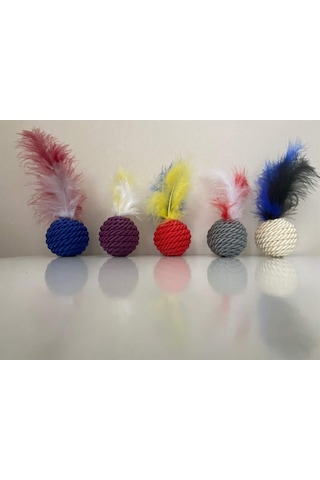 Renkli Jut Örgü Kedi Oyun Topu Çeşitli Renklerde 5 Cm
