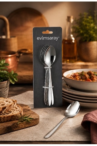 Evimsaray Sivri Model 6lı Yemek Kaşığı Gri