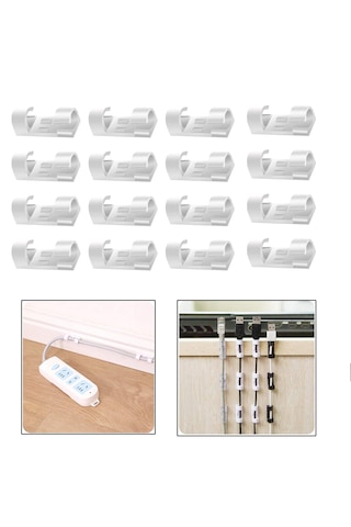 Yapışkanlı Kablo Sabitleyici Klips Set -al4552 16 Adet Beyaz
